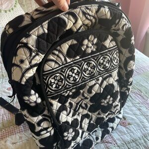 Vera Bradley Black and White Quilted Floral Backpack